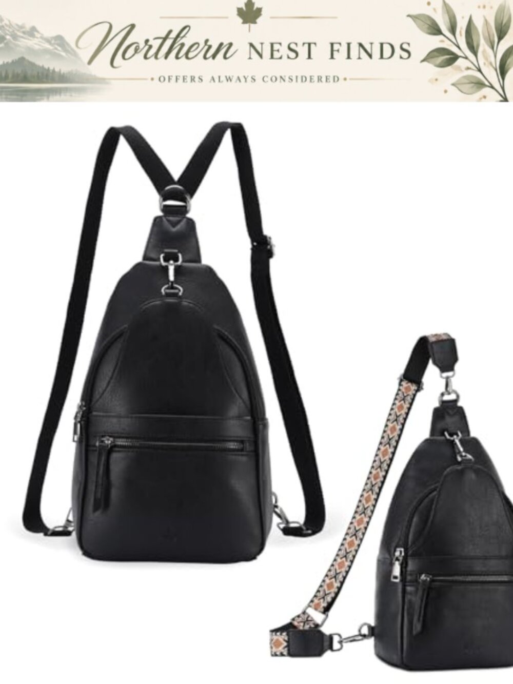 Vegan leather anti theft convertible sling backpack crossbody bag for women